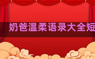 奶爸温柔语录大全短句子