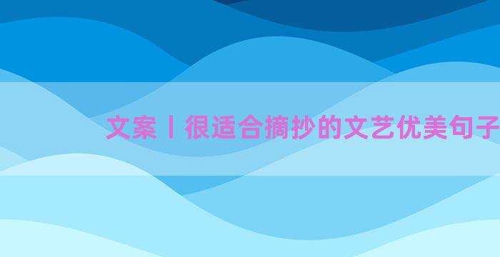 文案丨很适合摘抄的文艺优美句子